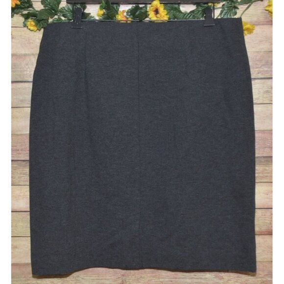 J. Jill Pencil Skirt Dark Gray Ponte Stretch Knit Straight Pull-On Women's L - Picture 2 of 6
